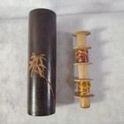 Antique Bamboo Wood Sewing Thread Spool Bobbin Holder Needle Case Treenware