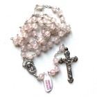 Pope Francis Pink Quartz Rosary -confirmation -baptism -wedding