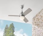 Hb Blaketon 46    Indoor outdoor Brushed Nickel Ceiling Fan W  Led Light   Remote