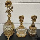 Vintage Stylebuilt Perfume Bottles Lot Of 3 Ormolu Roses Glass Vanity