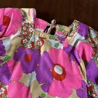 Vintage 60s 70s Design House Print Smock Apron Open Back Top Hippie Pink Japan