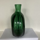 Green Ribbed Pattern Glass Flask