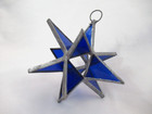 Stained Glass 12 Point Star Moravian Ornament Handmade 3  Blue