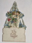 Antique German Victorian Diecut Die-cut Pop Up Embossed Valentine Card 