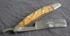 Og Vintage Shaving Straight Razor Chrome Mirror Finish Amber Handle Sharp Barber
