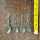 Set Of 4 Antique Tin Silver Ice Cream Tasting Spoons Diner Ice Cream Parlor