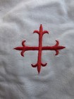 Set Of 3- Priest Amice 100  Cotton Linen Weave Hemstitched Red Embroidered Cross