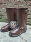 Men   s Brown Leather Engineer Boots   Military Biker Style   Handmade Boot