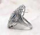 Art Deco Vintage Style Lab Created Diamond Wedding Anniversary 925 Silver Ring