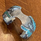 Tommy Singer Navajo Inlay Turquoise Coral Cuff Bracelet Sterling Silver 6 75   