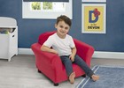 Kids Upholstered Chair Red Elmo Plush Foam Padding Seat Hardwood Frame Armchair