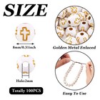 Pandahall 100 Pcs Round Acrylic Crucifix Cross Round-8mm  Golden beige silver
