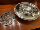 Lg Footed Neoclassical Gadroon Silver Floral Arrangement Bowl Vase Frog Insert