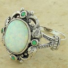 925 Sterling Silver Victorian Style Lab-created Opal Floral Ring            834x