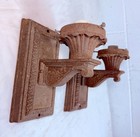 Pair Of Antique 1920 s Ornate Heavy Cast Iron Outdoor Wall Sconces  Fixtures