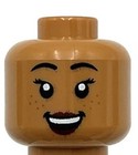 Lego New Medium Nougat Minifig Head Dual Sided Female Black Eyebrows Freckles