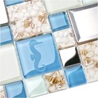 Blue Sea Glass Tile Backsplash Beach Style Mosaic Tiles Real Seashell Inside    