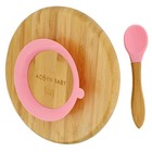 Acorn Baby Bamboo Toddler Plates With Spoon In Pink - Baby Plates With Suction