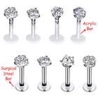 4-8pcs Steel Labret Lip Rings Ear Tragus Cartilage Earrings Stud Monroe Piercing