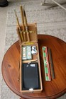 Vintage Japanese Calligraphy Sumi-e Set Wooden Box  Superb Condition