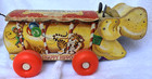 Vtg 1960s Fisher Price Toys happy Hippo wooden Pull Toy no String Or Tail Ball