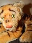 Vintage 1950-60 s  steiff    Mohair Bengal Tiger Cub -green  Glass Eyes Stuffed