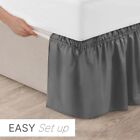 Wrap Around Dust Ruffle Bed Skirt- Easy Fit Elastic Strap Pleated Wrinkle Free