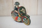 Vtg Japan Tin Litho Friction Toy Pd Military Machine Gun Motorcycle