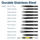Precision Tweezers Set   11 Pieces  Industrial Anti-static Stainless Steel