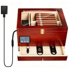 Brown Cigar Humidor Cabinet With Electric Humidifier  Digital Temp   Humidity Di