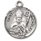 925 Sterling Silver Saint Nicholas Pendant Medal Christian Necklace Made In Usa