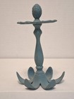 Antique Cast Iron Finial Lamp Topper 6 5  Floral Pedistal Parlor Stand