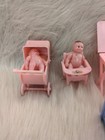 Vintage 1950s Renwal Doll House Furniture  13 Piece Nursery Set Pink   Blue 