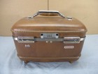 Vtg  American Tourister Hard Shell Train Cosmetic Case Make Up Suitcase W  Tray