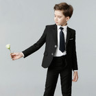 Children Formal Black Suit Boys Wedding Dress Birhtday Suit Performance Costume