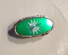 Vtg Green Stylized Floral Lipstick Holder With Flip Up Mirror 2       - Japan