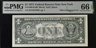 1974  1 Federal Reserve Note Pmg 66epq - Offset Printing Error