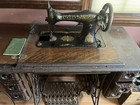 Price Reduced  Antique Singer Treadle electric Sewing Machine In Cabinet