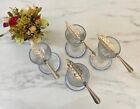 4 Vintage French Absinthe Glasses With Spoons And Saucers