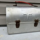 Vintage Thermos Brand Silver Aluminum Domed Miners Work Lunch Box 60s V Victory
