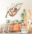 Sloth With Tropical Leaves Removable Wall Fabric Decal Set Sticker Room Decor