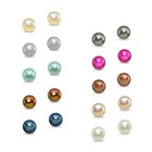 10 Pair Cultured Freshwater Button Pearl 5 5-6mm 925 Silver Stud Earrings Set