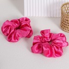 Big Silk Hair Scrunchies 2pcs Hot Pink Mulberry Satin Silky Scrunchy For Wome   