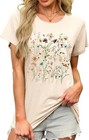 Women s Floral Graphic Tee Short Sleeve Boho Loose Fit Summer Casual Top