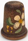 2 Wood Thimbles Floral   I Love Mom Signed Madalynn E    Gita Folk Art Grandma