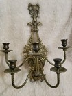 Vintage French Brass Wall Scone W 5 Candleholders  1950s 18 5  Tall 