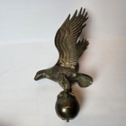 Vintage 11  Solid Brass Eagle Finial Flagpole Topper Heavy Cast Patriotic Decor