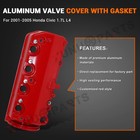Red Painted Engine Valve Cover For 2001-2005 Honda Civic 1 7l L4 12310-plc-000