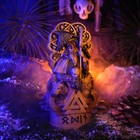 Odin With Mimir Head Ash Wood Statue Norse God Viking Pagan Altar Decor