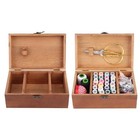 Vintage Wooden Sewing Kit Box - Complete Repair Set With Accessories For All